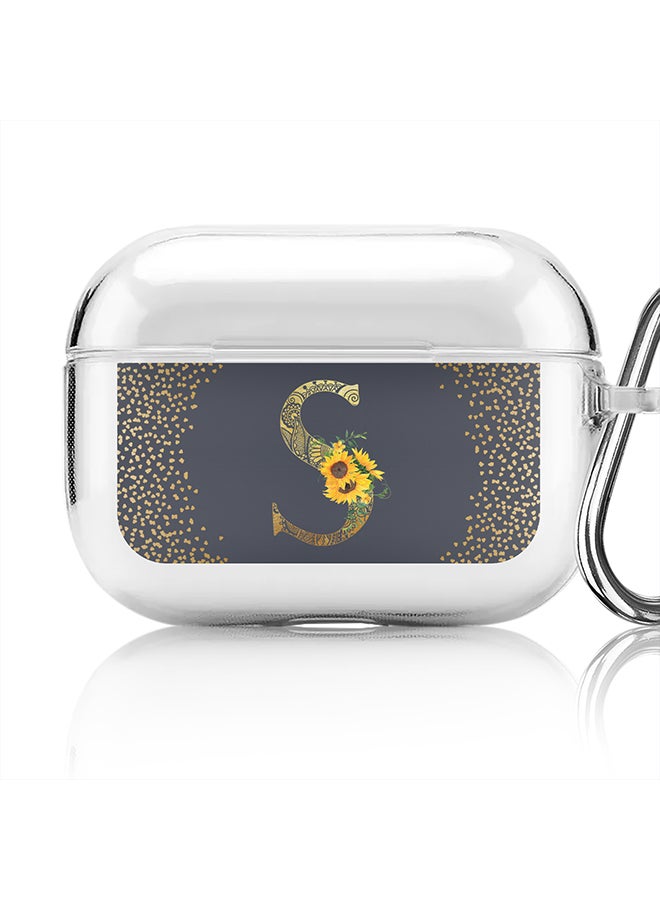 Stylizedd Classic Clear printed Case for Apple AirPods Pro 2nd Generation Thin Transparent Cover - Custom Monogram Initial Letter Mandala Floral Pattern Alphabet - S (Grey )  - Image 1