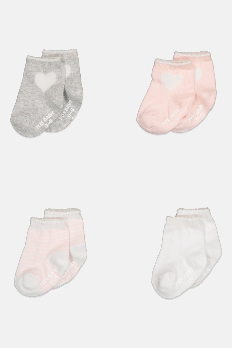 Fox Toddlers Girl 4 Pairs Printed Socks, Multicolor - Image 3