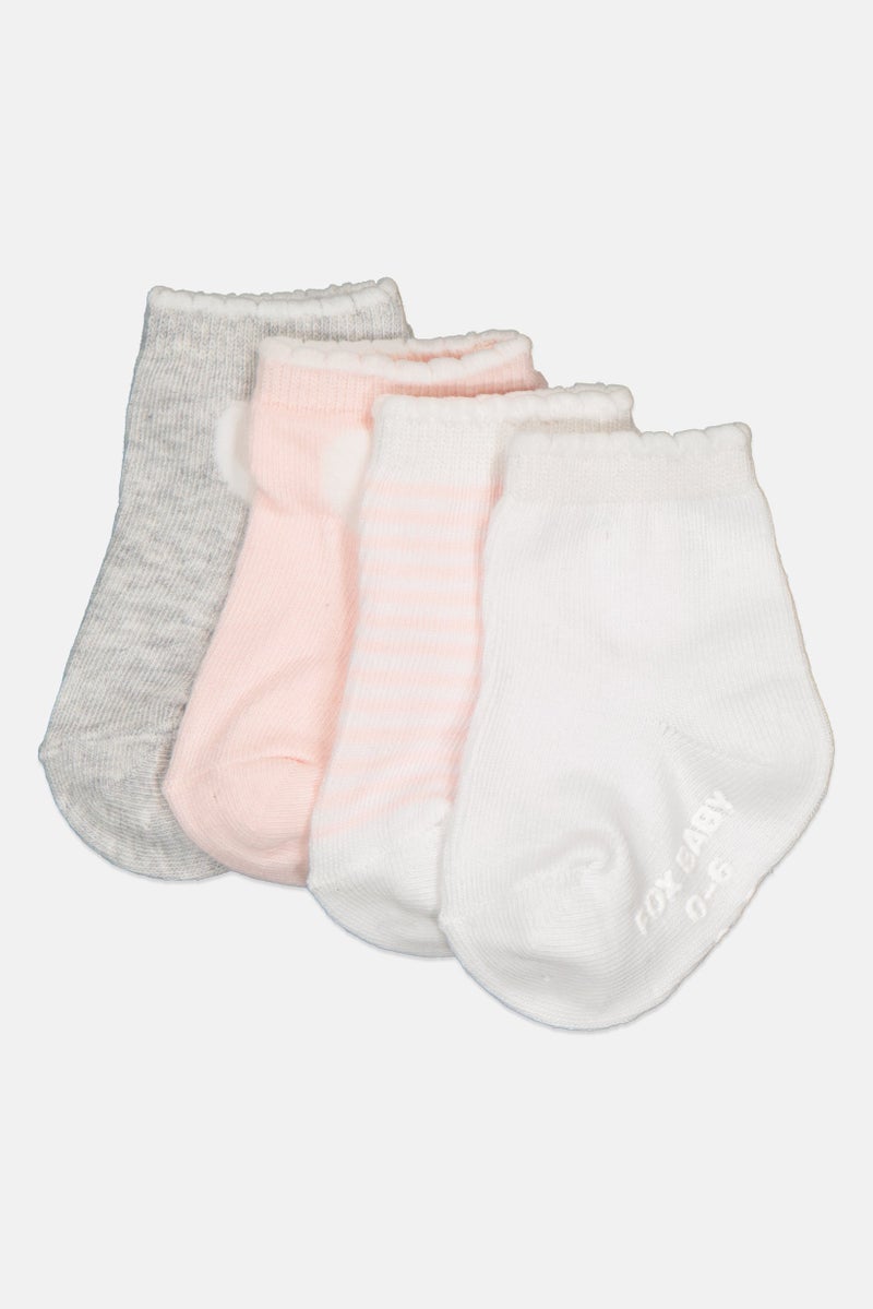 Fox Toddlers Girl 4 Pairs Printed Socks, Multicolor - Image 1