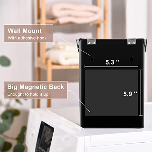 SUBEKYU Metal Magnetic Lint Bin for Laundry Room, Wall Mounted Lint Box Holder Trash Can with Lid for Dryer, Black - Image 2