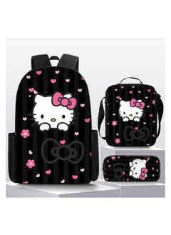Kawaii Backpack Set Pink Girls Rucksack School Bag Cute Fashion Backpack with Insulated Lunch Bag Tote and Pencil Case
