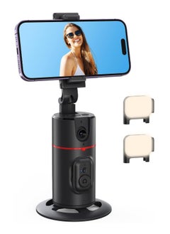 Auto Face Tracking Tripod with Fill Lights No App Required 360° Rotation Body Phone Camera Mount with Detachable Remote Smart Shooting Holder Gesture Control for Live Vlog Streaming Video