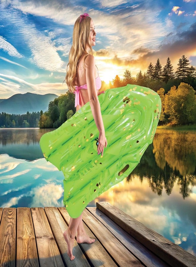 POZA Set of 2 Purple Gold and Green Gold Inflatable Body Boards - Sparkly Bodyboard Pool Float with Handles, Surfing Board for Swimming Toys for Kids, Boogie Boards for Beach Activities - 56 Inches - Image 5