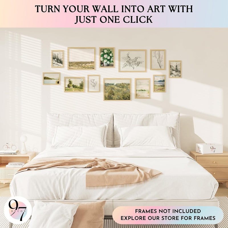 97 Decor 97 ديكور ريفي فرنسي قديم - بوسترات قديمة، مطبوعات فن جدار مزرعة فرنسية، صور نباتية زهرية مزاجية، لوحات مناظر طبيعية عتيقة للمنزل وغرفة النوم (غير مؤطرة) - Image 3