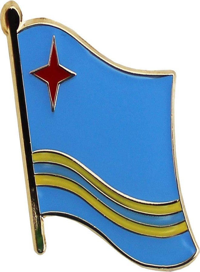 Flagline Aruba Flag Die-struck Metal Single Lapel Pin with Butterfly Clasp Closure - Image 1
