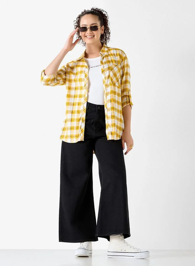 لي كوبر قميص مربعات بأكمام طويلة وجيب من لي كوبر