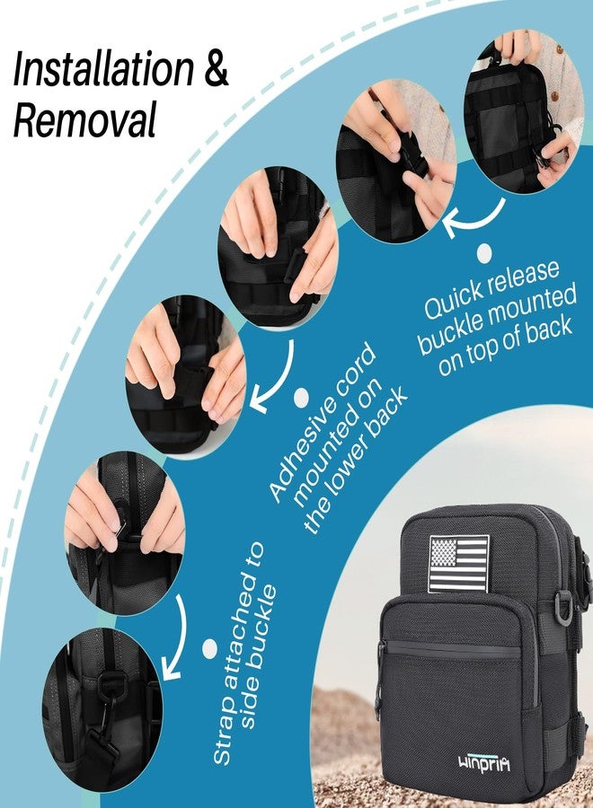 WINPRIM Motorcycle Handlebar Bag - 1680D Waterproof Tool Storage Bag with Flag Patch, Multi-Purpose Front Fork & Crossbody Bag, Multi-Purpose Front Fork & Crossbody Bag(1680D Black) - Image 4