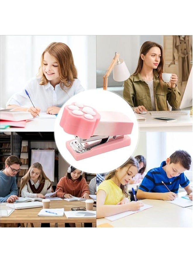 دباسة مكتب | مشبك ورق مدمج بمخلب القطط | دباسة محمولة من 2 إلى 15 صفحة ملزمة للمكتب والمدرسة والفصول الدراسية والسفر وحفلات عيد الميلاد مناسبة للطلاب والأطفال (دباسة 1 قطعة + إبرة 1 قطعة) - Image 4