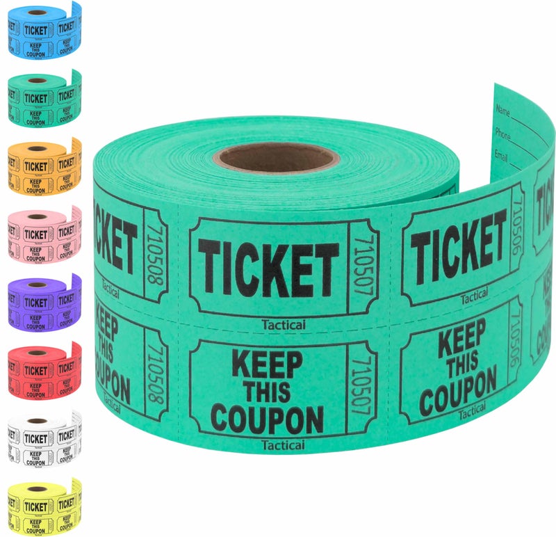 Tacticai 500 Raffle Tickets, Green (1 of 8 Colors), Double Roll, Ticket for Events, Entry, Class Reward, Fundraiser & Prizes - Image 5