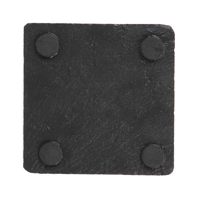 ACKEIVTO Slate Stone Drink Coasters - Set of 5 Square Black Natural Edge Stone Drink Coasters for Bar and Home- 4" x 4" - Image 2