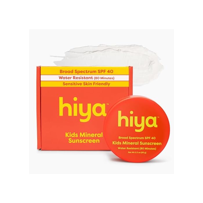 Hiya SPF40 Kids Mineral Sunscreen - 100% Mineral & Reef-Safe - Sunscreen with 80-Minute Water Resistance - Pediatrician-Approved Sunblock for Kids and Toddlers