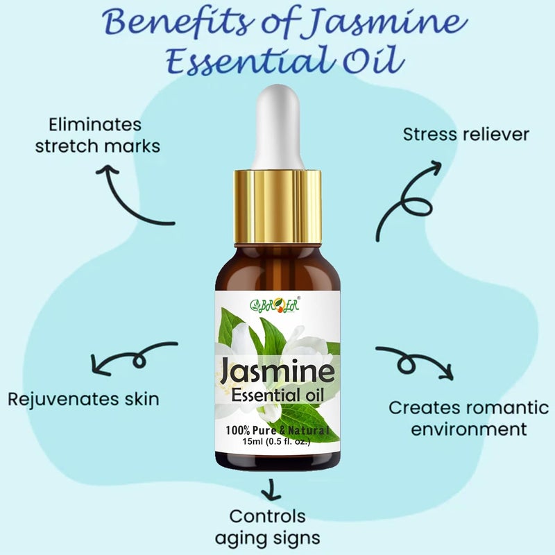 BROER BROER Jasmine Mogra and Peppermint Essential Oil Combo 15ml 15ml 100 Pure Natural Undiluted Refreshing Essential Oil For Stress Relief Smooth Skin Hair care Aromatherapy Pack of 2  - Image 4