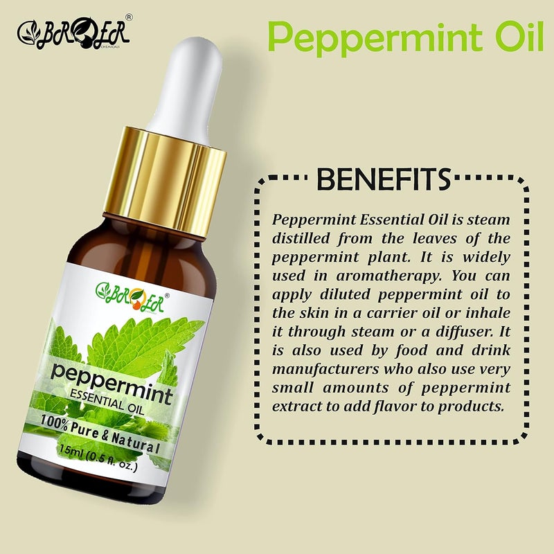 BROER BROER Jasmine Mogra and Peppermint Essential Oil Combo 15ml 15ml 100 Pure Natural Undiluted Refreshing Essential Oil For Stress Relief Smooth Skin Hair care Aromatherapy Pack of 2  - Image 3