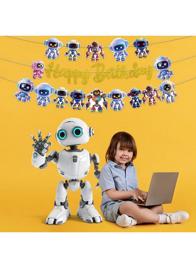 TBEEJ Robot Party Banners 3Pcs Happy Birthday Garland Banners for Boy Girls Theme Baby Shower Birthday Party Supplies - Image 4