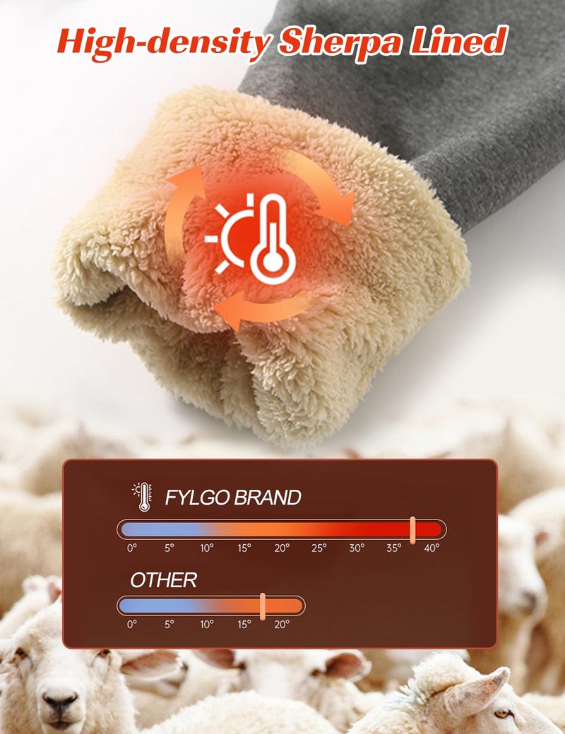 Flygo Women's Sherpa Fleece Lined Joggers Sweatpants Winter Warm Pants with Pockets(Brown-S) - Image 3