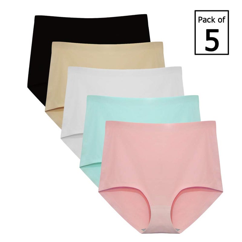 FallSweet No Show High Waist Briefs Underwear for Women Seamless Panties Multi Pack (Multicoloured, 3X-Large) - Image 5