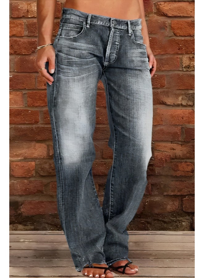 Women's Best Jeans Slim Fit Fashion Ripped Slim Washed Flared Pants Trousers