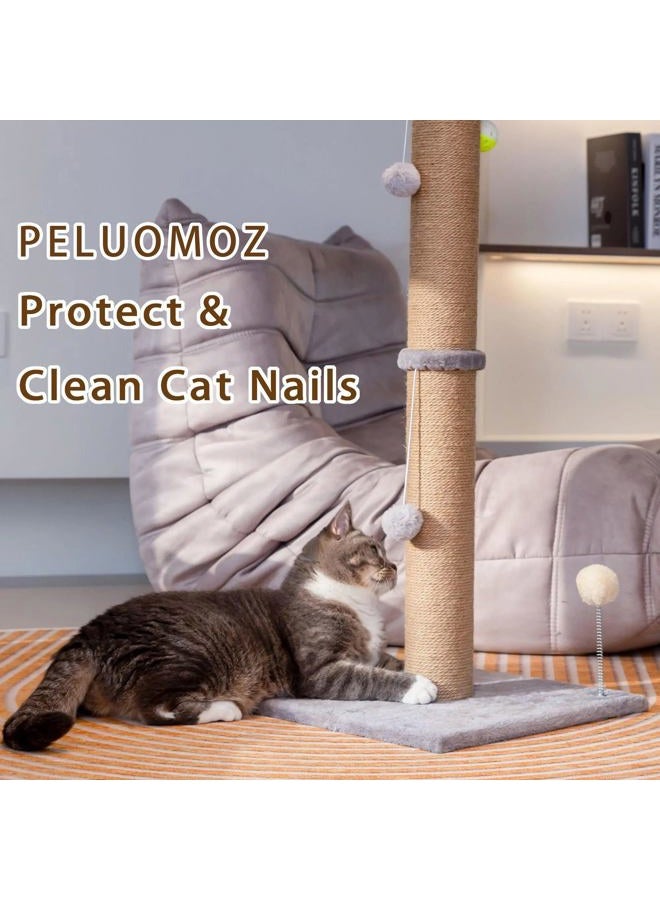 PELUOMOZ عمود خدش قطط طويل 36 بوصة عمود خدش قطط كبير للقطط الداخلية مع حبل سيزال طبيعي بقطر 3.4 بوصة لعبة تفاعلية للقطط الصغيرة (رمادي) - Image 3