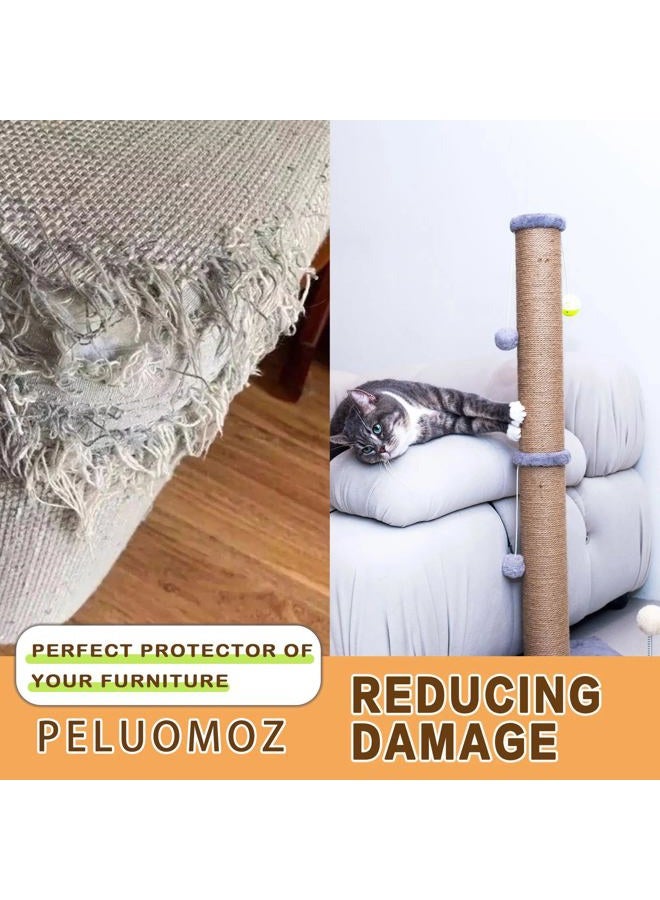 PELUOMOZ عمود خدش قطط طويل 36 بوصة عمود خدش قطط كبير للقطط الداخلية مع حبل سيزال طبيعي بقطر 3.4 بوصة لعبة تفاعلية للقطط الصغيرة (رمادي) - Image 4