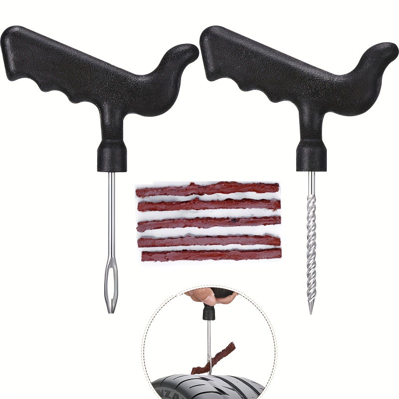 Universal Tubeless Tire Repair Kit with Plug Tool for Car Truck RV Trailer - Image 1