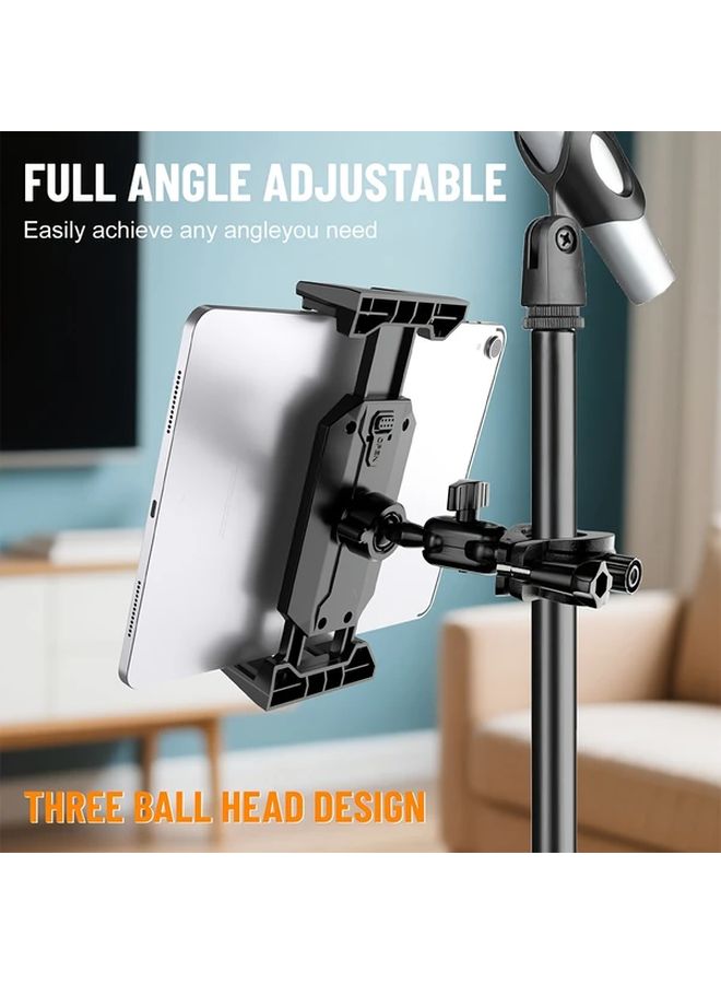 Black Tablet Phone Stand Compatible with Microphones Treadmills Bicycles 4 to 14 Inch - Image 4
