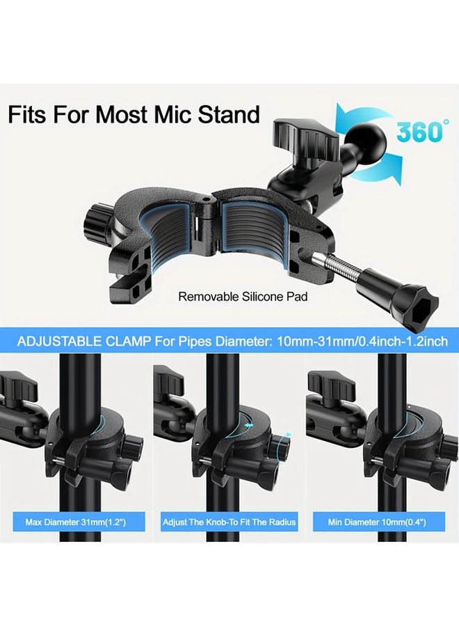 Black Tablet Phone Stand Compatible with Microphones Treadmills Bicycles 4 to 14 Inch - Image 3