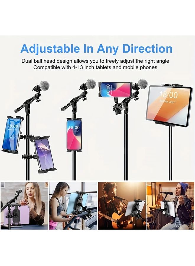 Black Tablet Phone Stand Compatible with Microphones Treadmills Bicycles 4 to 14 Inch - Image 5
