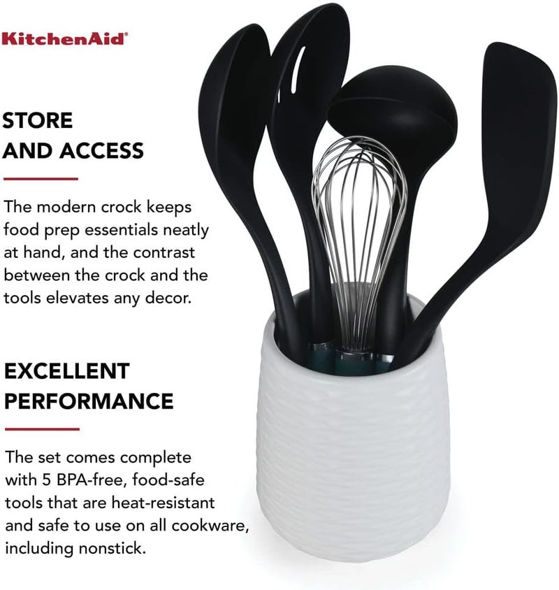 KitchenAid Tool and Gadget Set with Crock 6Piece Aqua - Image 5