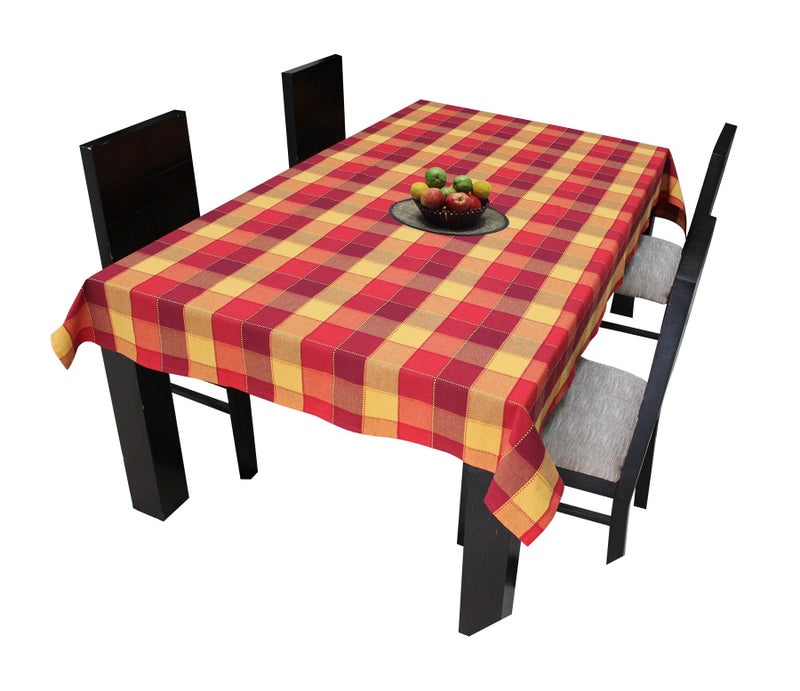 Airwill Cotton Jacquard Dobby Checks with Multicolor Combos of 4/6 Seater Tablecloth, Sized 140cm Width and 140cm Length - Image 2