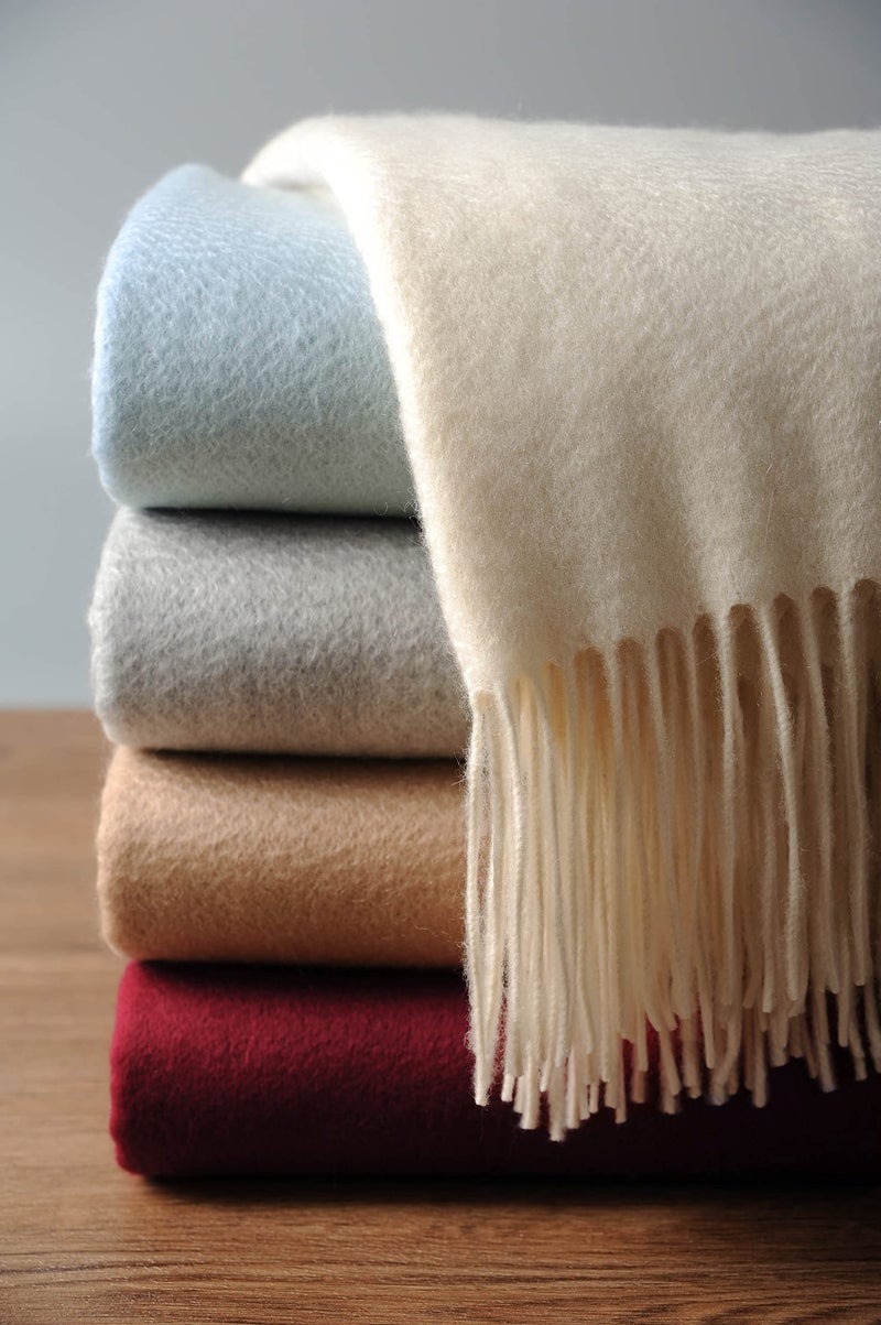 EP Mode 100 Pure Cashmere Throw Blanket for Sofa Classic Design with Gift Box Whisper White