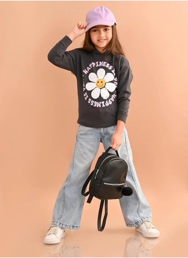 ليلك Girls Full Sleeves Sweatshirt