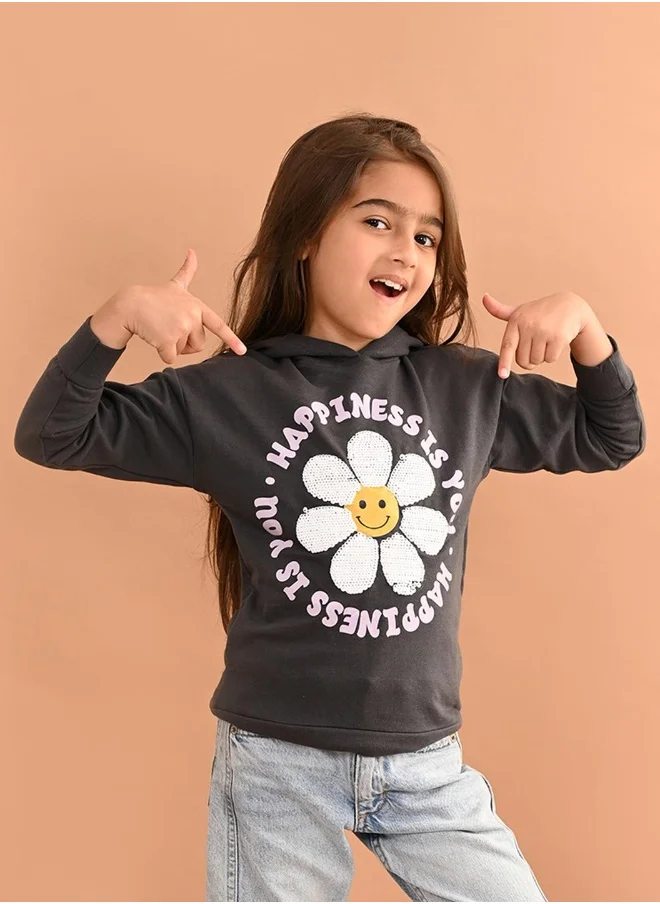 ليلك Girls Full Sleeves Sweatshirt