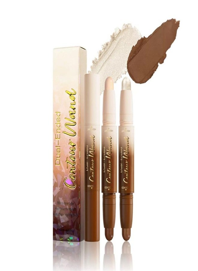 UOCK Contour Stick Makeup Set, 2 Dual-Ended Highlighter Makeup Pens & Face Shaping Contouring Sticks, Long-Lasting Waterproof Cream bronzer and Highlighter Sticks, Suitable for All Skin Tones - Image 1