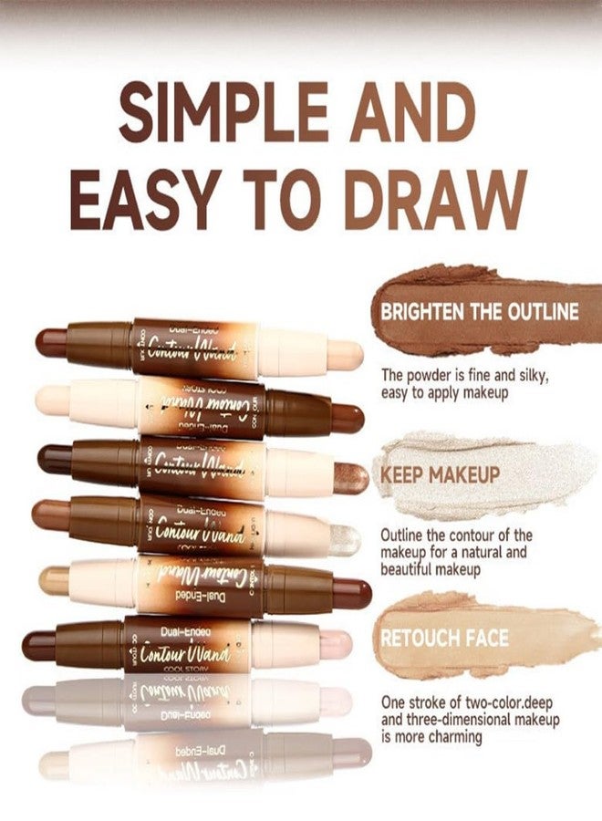 UOCK Contour Stick Makeup Set, 2 Dual-Ended Highlighter Makeup Pens & Face Shaping Contouring Sticks, Long-Lasting Waterproof Cream bronzer and Highlighter Sticks, Suitable for All Skin Tones - Image 4