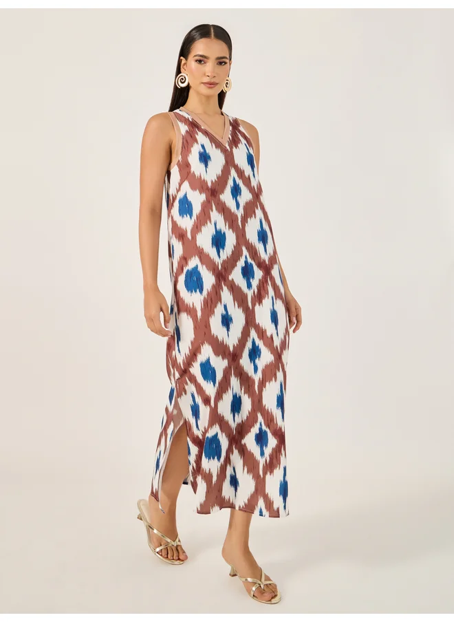 Styli Styli Printed Sleeveless Shift Maxi Dress