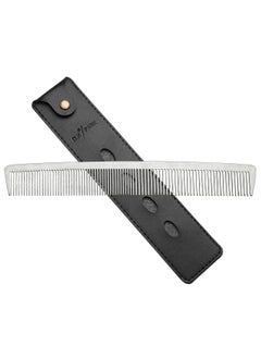 CCbeauty Professional Stainless Steel Barber Hair Comb Pack for Men Hairdressing Styling Salon Groming Comb Sturdy Fine Tooth Comb with Leather Bag