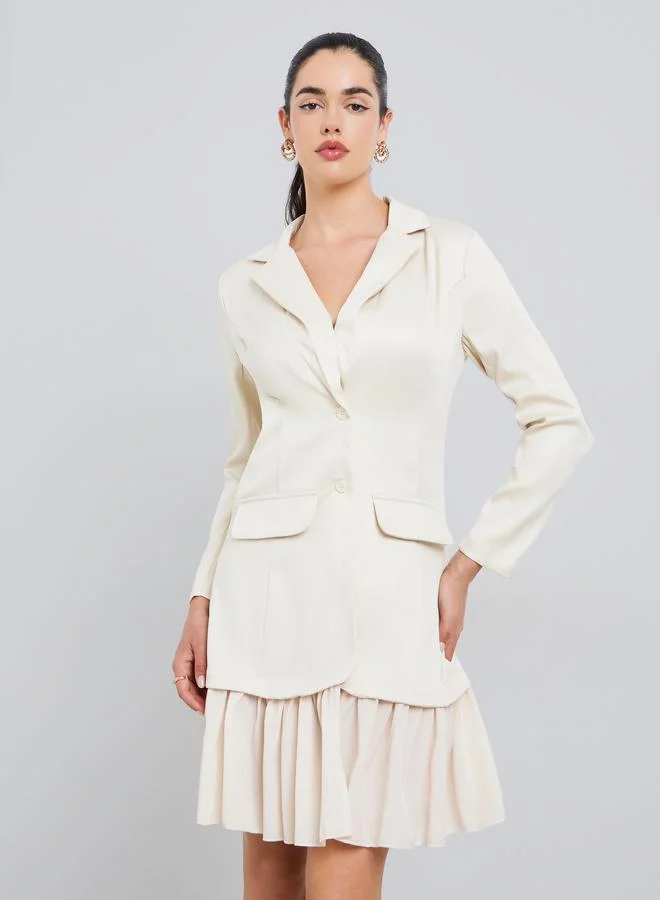 Styli Women White Long Sleeves Blazer Mini Dress