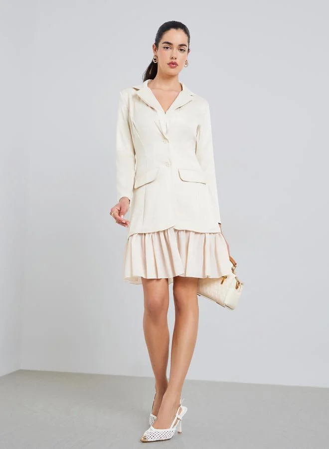 Styli Women White Long Sleeves Blazer Mini Dress
