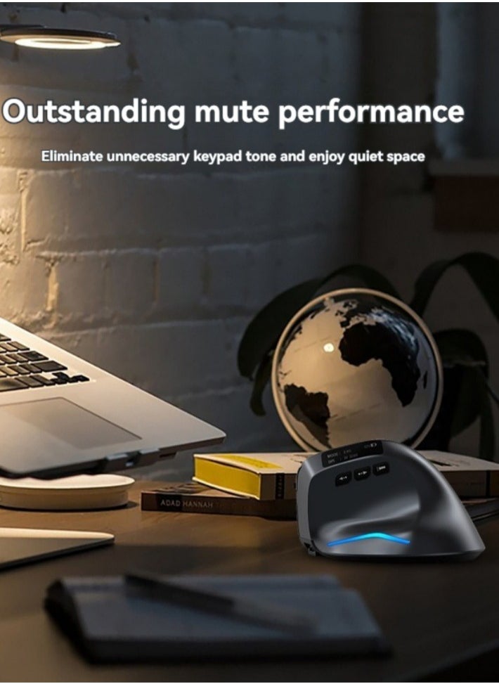 M MIAOYAN OLED Display Dual-Mode Wireless Vertical Mouse – Silent 2.4G & Bluetooth, Rechargeable Ergonomic Design  - Image 3