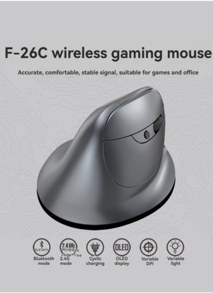 M MIAOYAN OLED Display Dual-Mode Wireless Vertical Mouse – Silent 2.4G & Bluetooth, Rechargeable Ergonomic Design  - Image 1