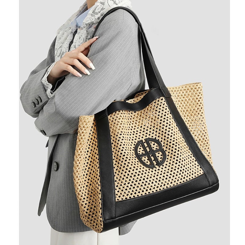 Fashionable Korean-style Large Capacity Woven Handbag Tote Shoulder Bag 2025 - Image 3