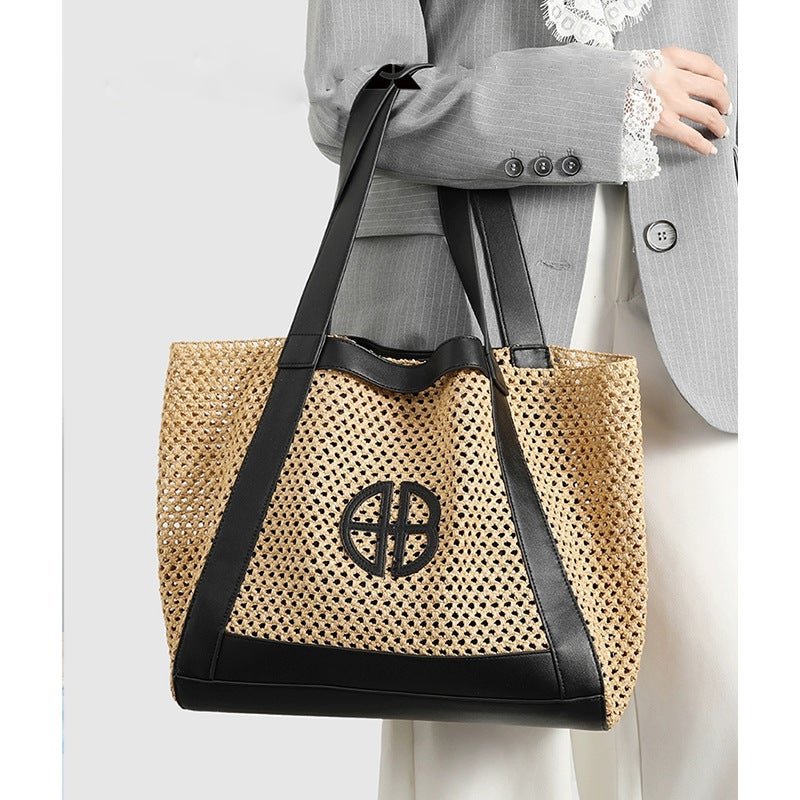 Fashionable Korean-style Large Capacity Woven Handbag Tote Shoulder Bag 2025 - Image 2