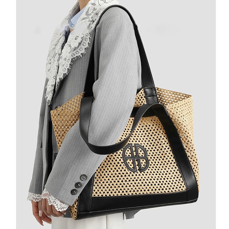 Fashionable Korean-style Large Capacity Woven Handbag Tote Shoulder Bag 2025 - Image 5