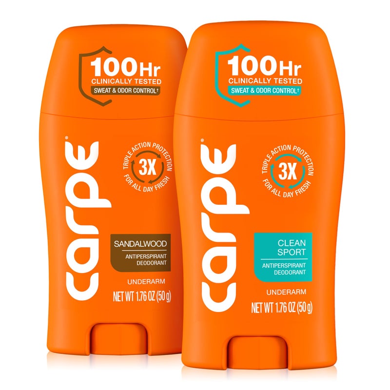 Carpe Deodorant Antiperspirant Mens Variety Pack 100 Hour Sweat Odor Control Mens Clinical Deodorant Antiperspirant for Excessive Sweating Sandalwood Clean Sport - Image 2