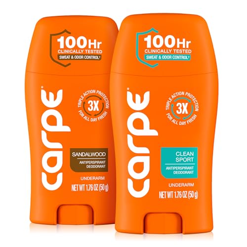Carpe Deodorant Antiperspirant Mens Variety Pack 100 Hour Sweat Odor Control Mens Clinical Deodorant Antiperspirant for Excessive Sweating Sandalwood Clean Sport - Image 1