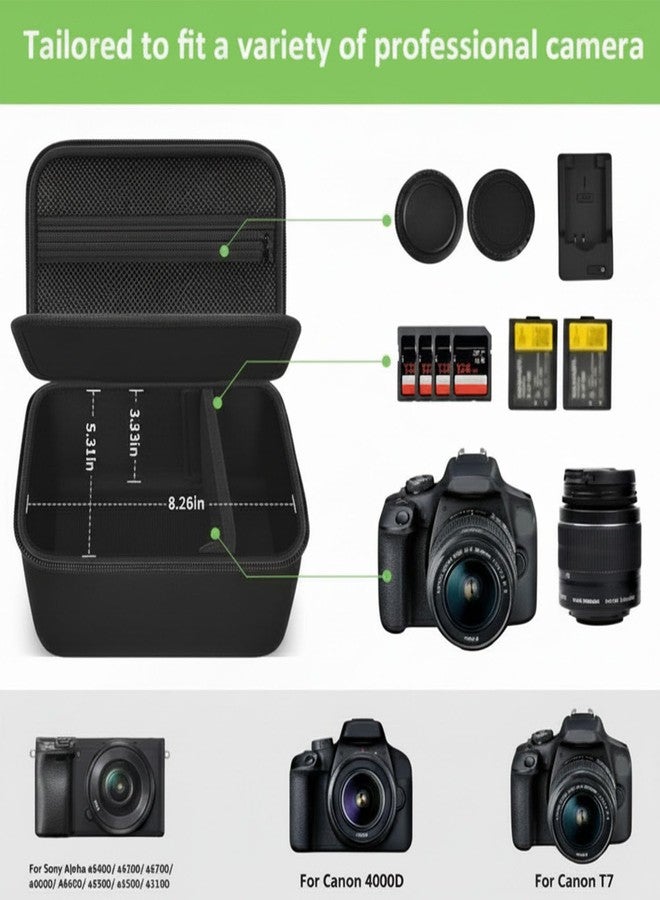 ألكوو حقيبة كاميرا رقمية متوافقة مع كاميرات كانون EOS Rebel T7/ 90D/ 4000D/ T100 DSLR، وكذلك مع كاميرات سوني ألفا a6400/ a6100/ a6700/ a6000/ A6600/ a6300 بدون مرآة، حامل لبطاقة SD والمزيد (أسود) - Image 2