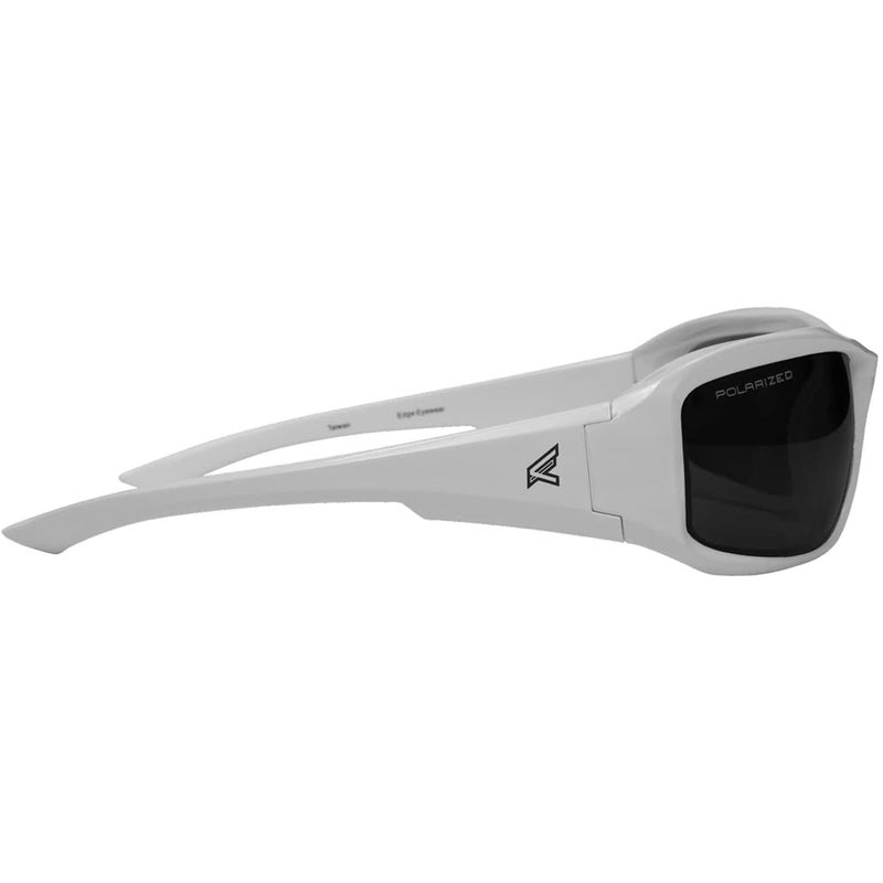Edge TXB246 Brazeau Polarized Wrap-Around Safety Glasses, Anti-Scratch, Non-Slip, UV 400, Military Grade, ANSI/ISEA & MCEPS Compliant, 5.04" Wide, White Frame/Smoke Lens - Image 3