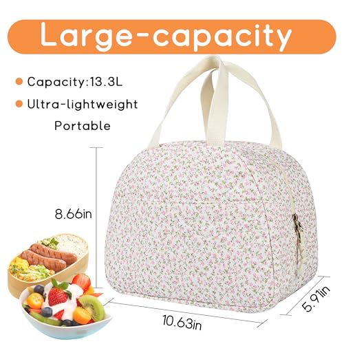 GISMTR Lunch Bag for Women Insulated Lunch Box Cute Quilted Lunch Tote Bags Reusable Large Capacity Cooler Bag for Travel Work Picnic - Image 2