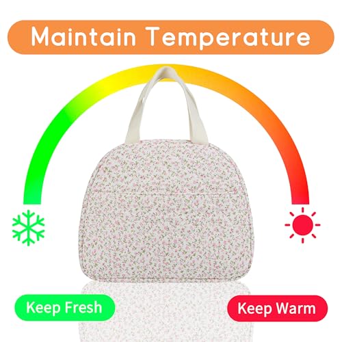 GISMTR Lunch Bag for Women Insulated Lunch Box Cute Quilted Lunch Tote Bags Reusable Large Capacity Cooler Bag for Travel Work Picnic - Image 3