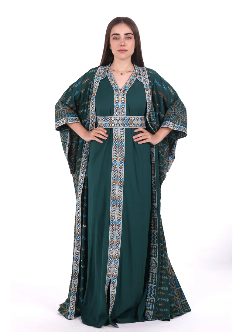 embroidered linen kaftan dress